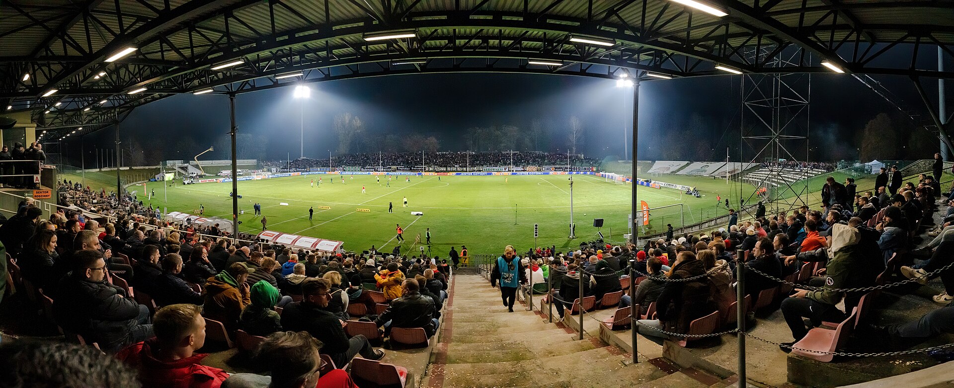 Association football match between Zagłębie Sosnowiec and Wisła Kraków at Stadion Ludowy in Sosnowiec, Silesian Voivodeship, Poland, on 28 O